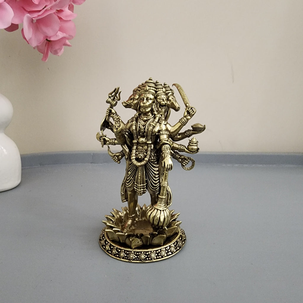 Premium Brass 5 inch Panchmukhi Hanumanji  Standing (400 Grams)