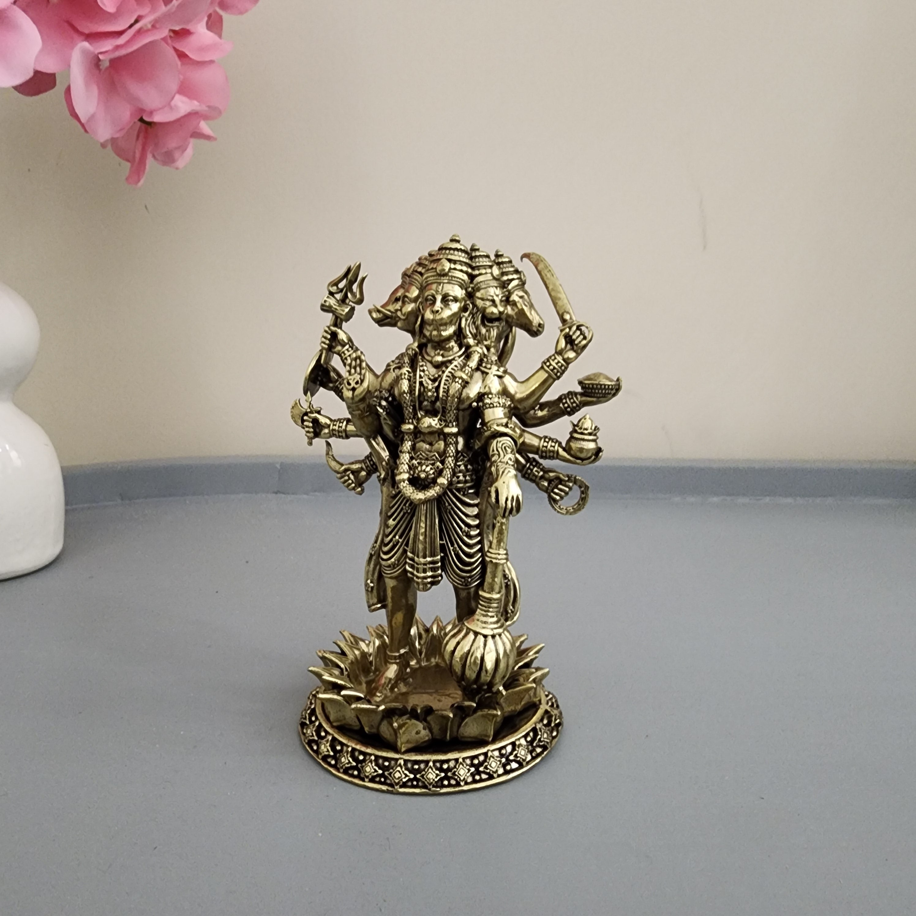 Premium Brass 5 inch Panchmukhi Hanumanji  Standing (400 Grams)
