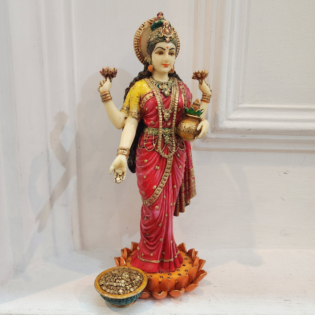 10 inch red finished laxmi maa statue (0.85 kg )