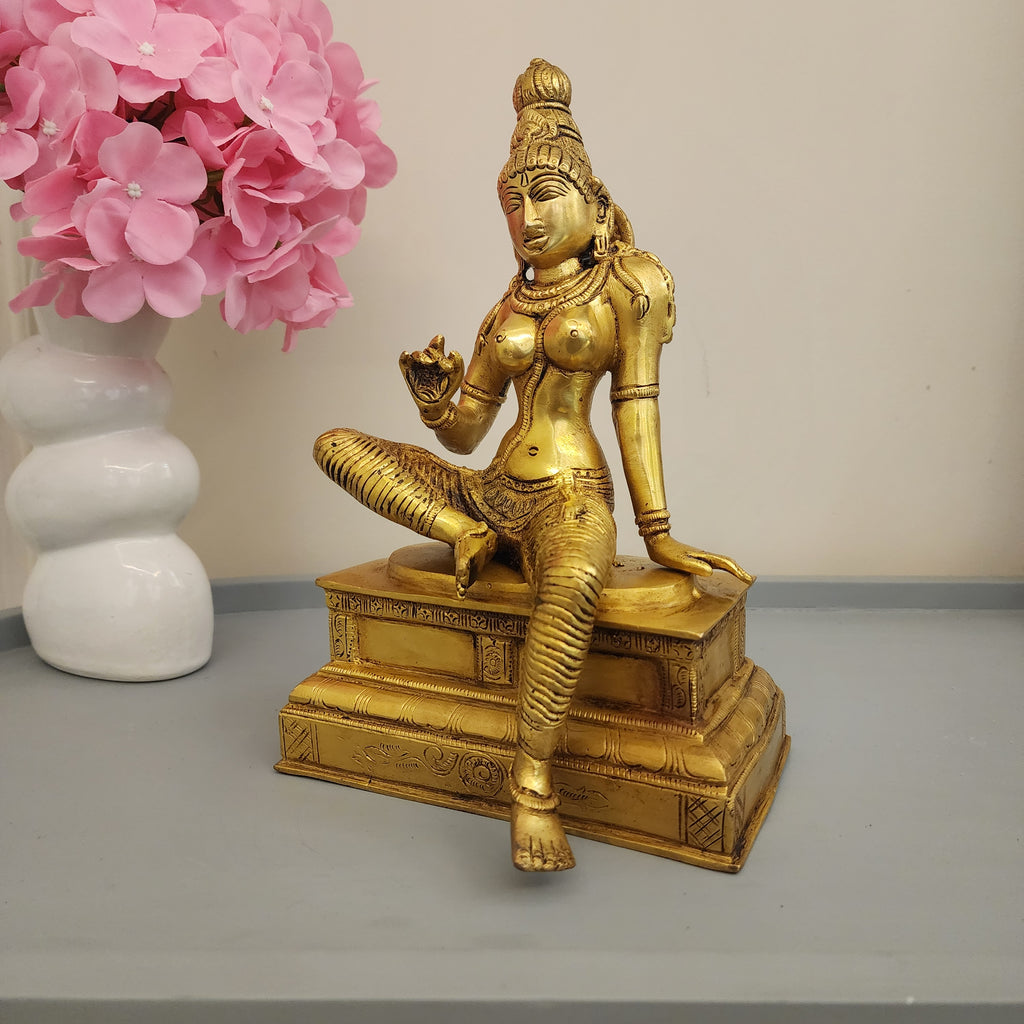 Goddess Parvati Brass Statue 10.5 Inch