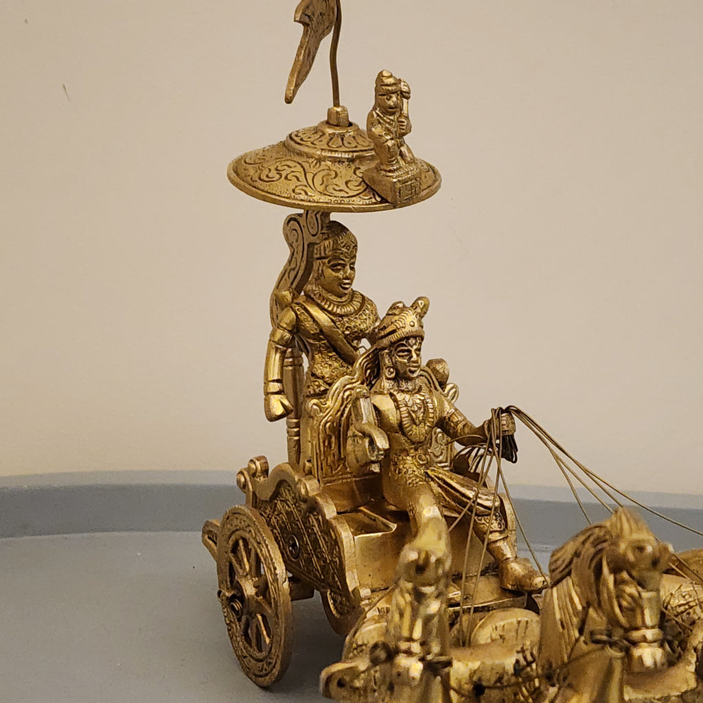 8.5 inch Arjun rath / Mahabharata Chariot with krishna or Hanuman Ji