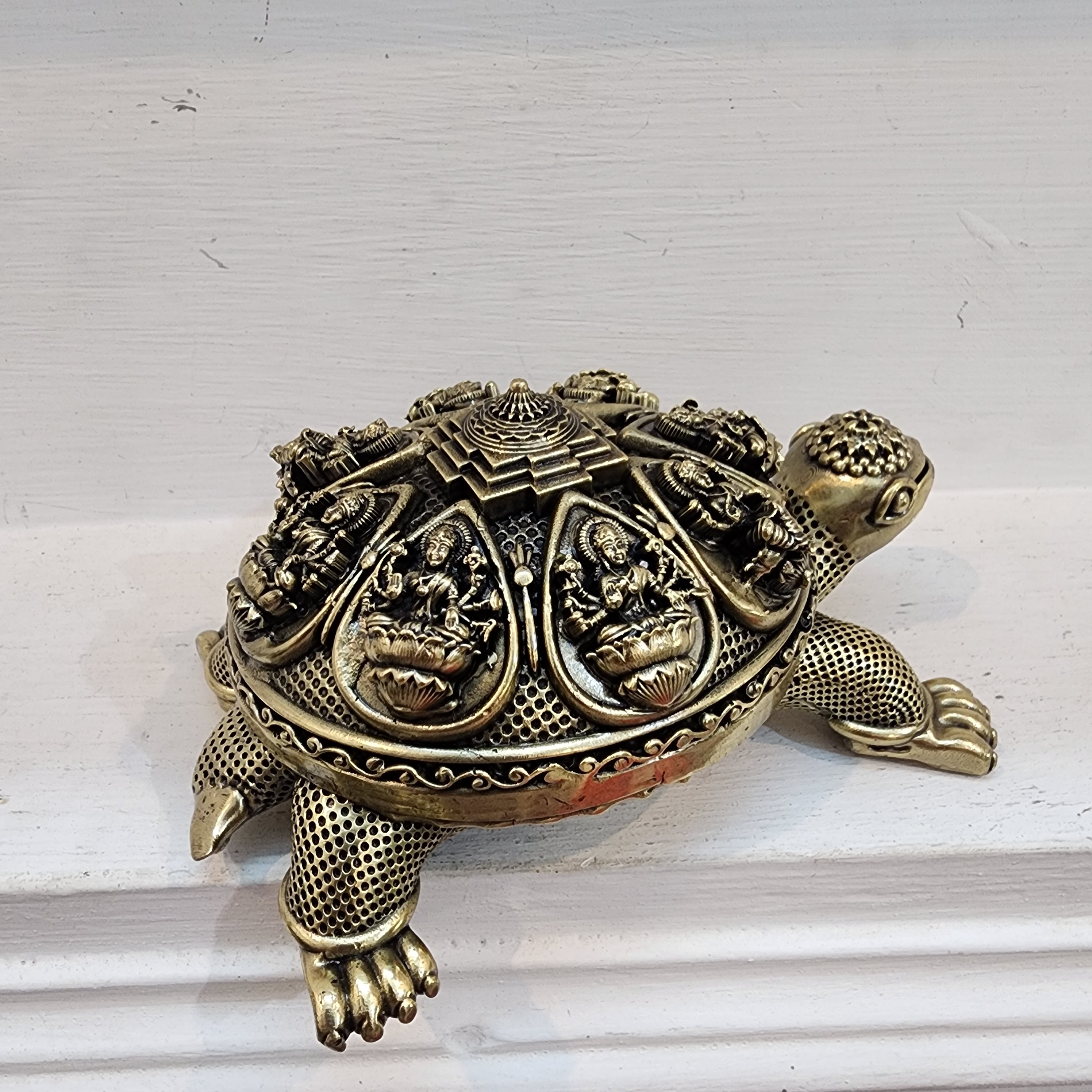 PREMIUM BRASS TURTLE WITH ASHTA LAKSHMI STATUE 