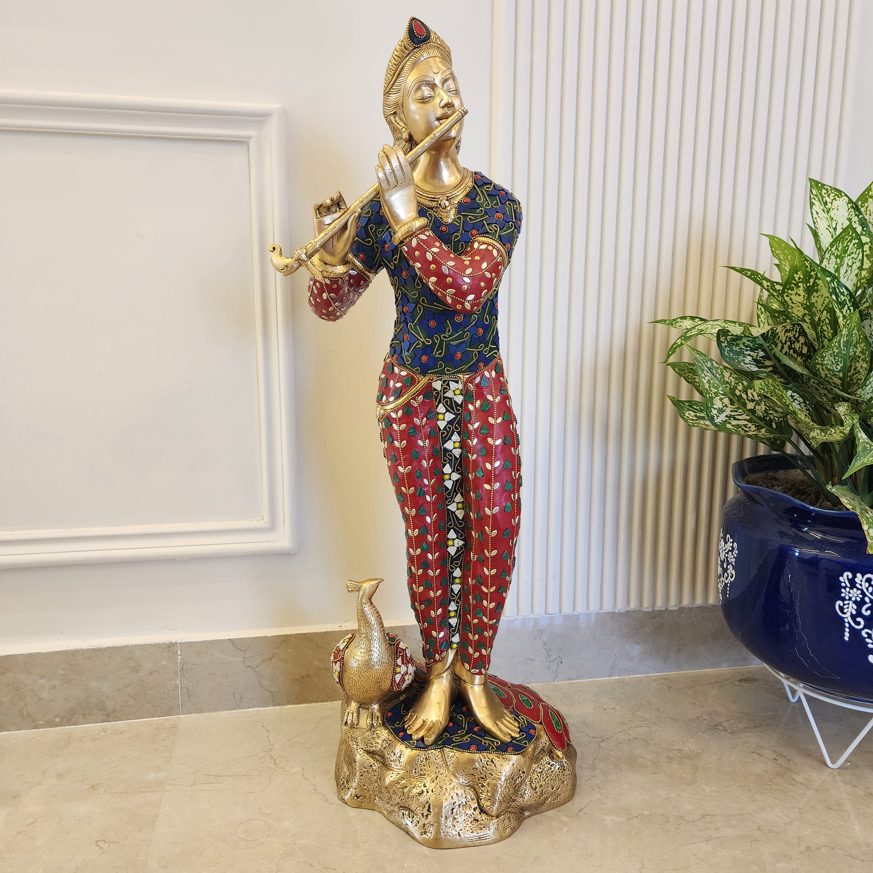 30 inch Krishna murti with stone work