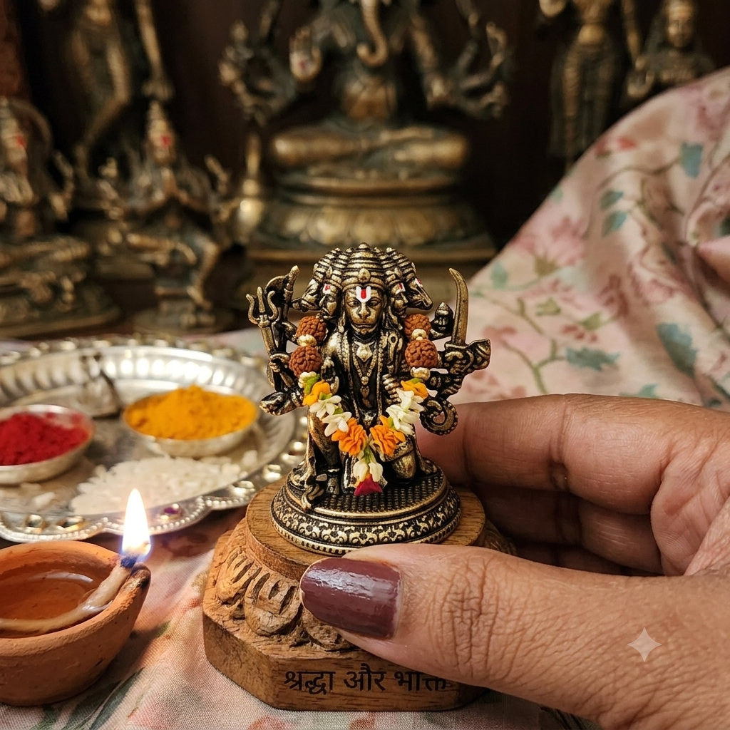 3 cm mini Punchmukhi statue