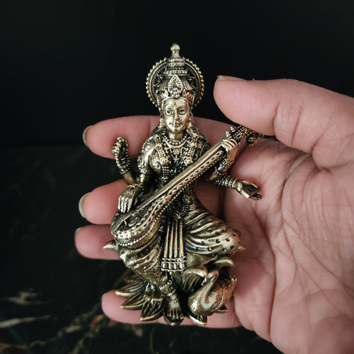 4 inch Saraswati Premium brass statue