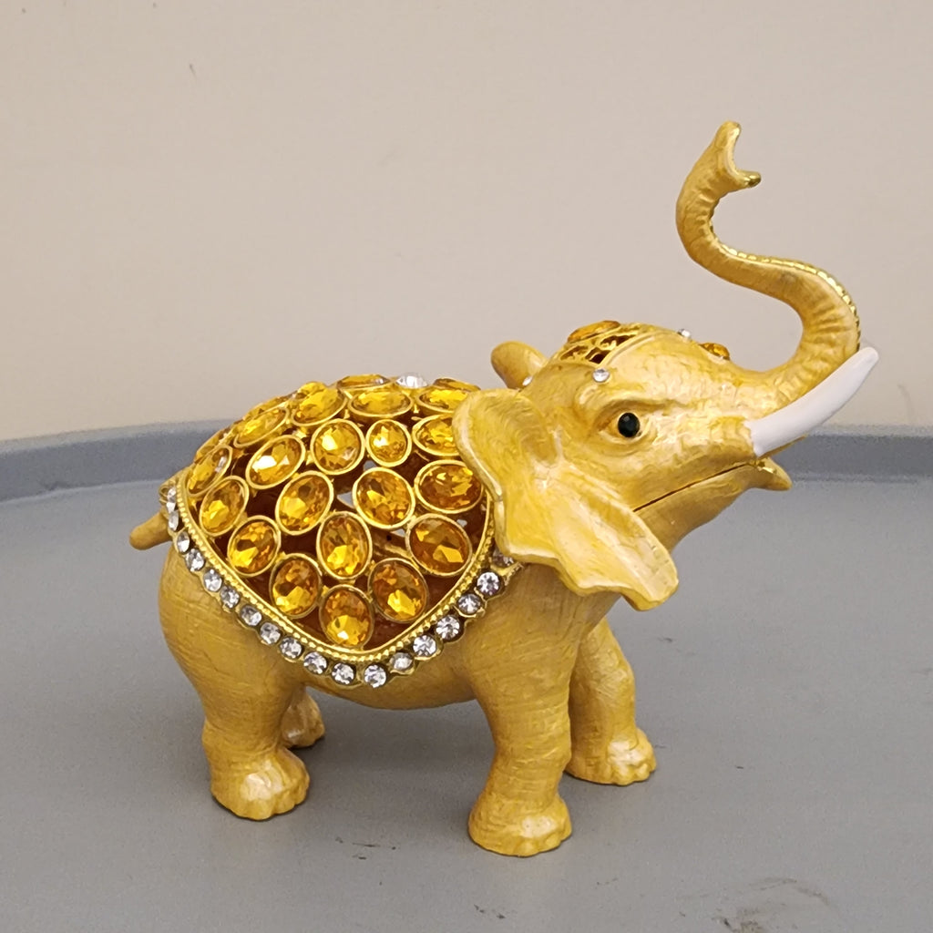Bejeweled Elephant Trinket Box Set 5.5 Inch, Enamel Crystal