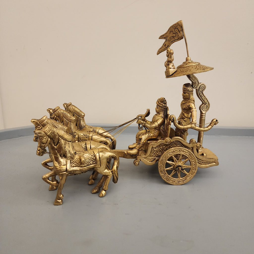 8.5 inch Arjun rath / Mahabharata Chariot with krishna or Hanuman Ji