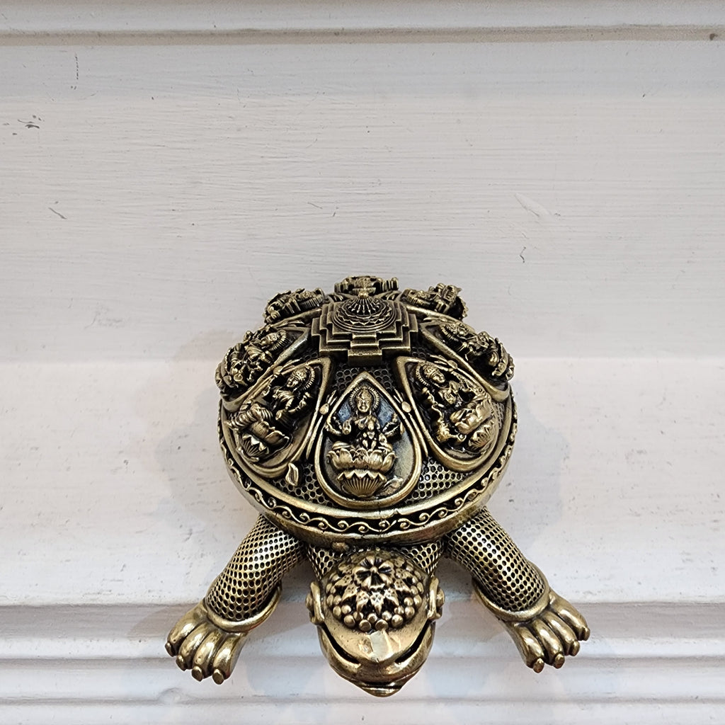 PREMIUM BRASS TURTLE WITH ASHTA LAKSHMI STATUE 