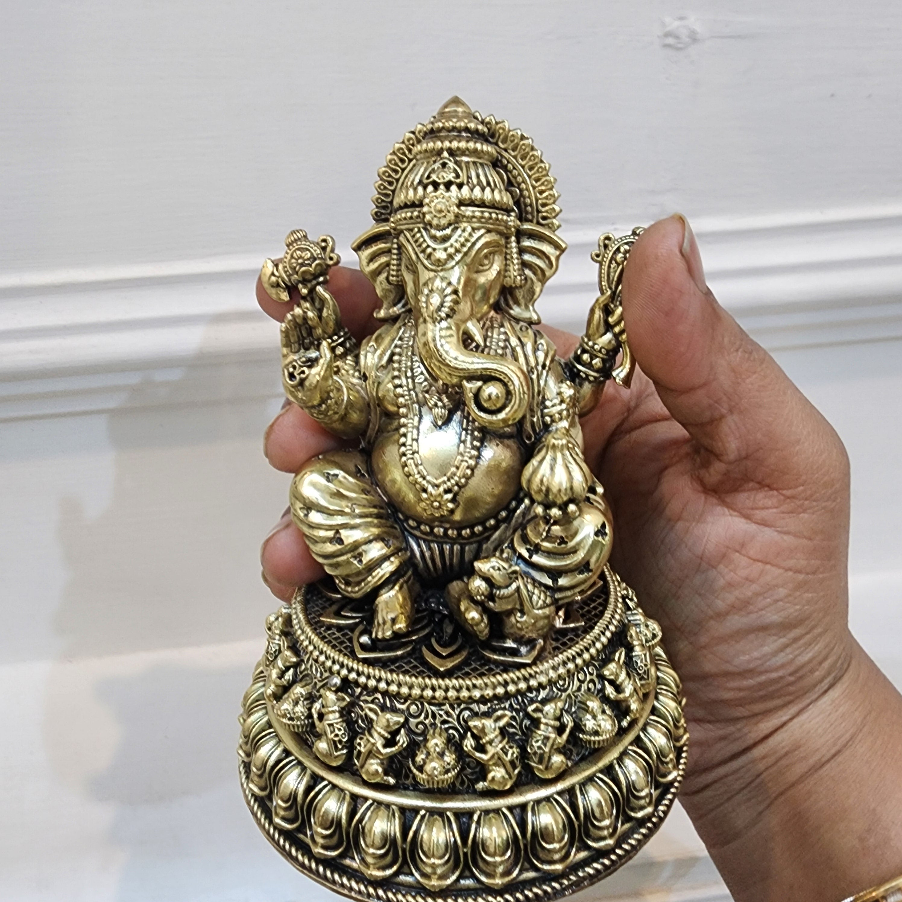 5 inch Ganesha idol in premium brass