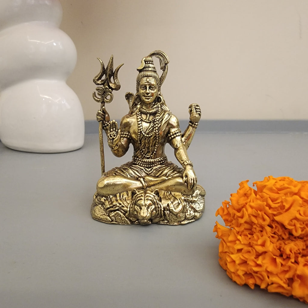 3 inch Shiva with nandi statue premium brass set