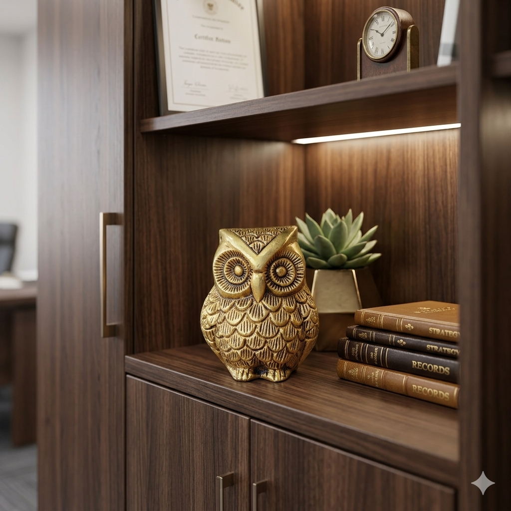 Animal Figurine Brass owl 9cm Decor Vastu (540 GMS)