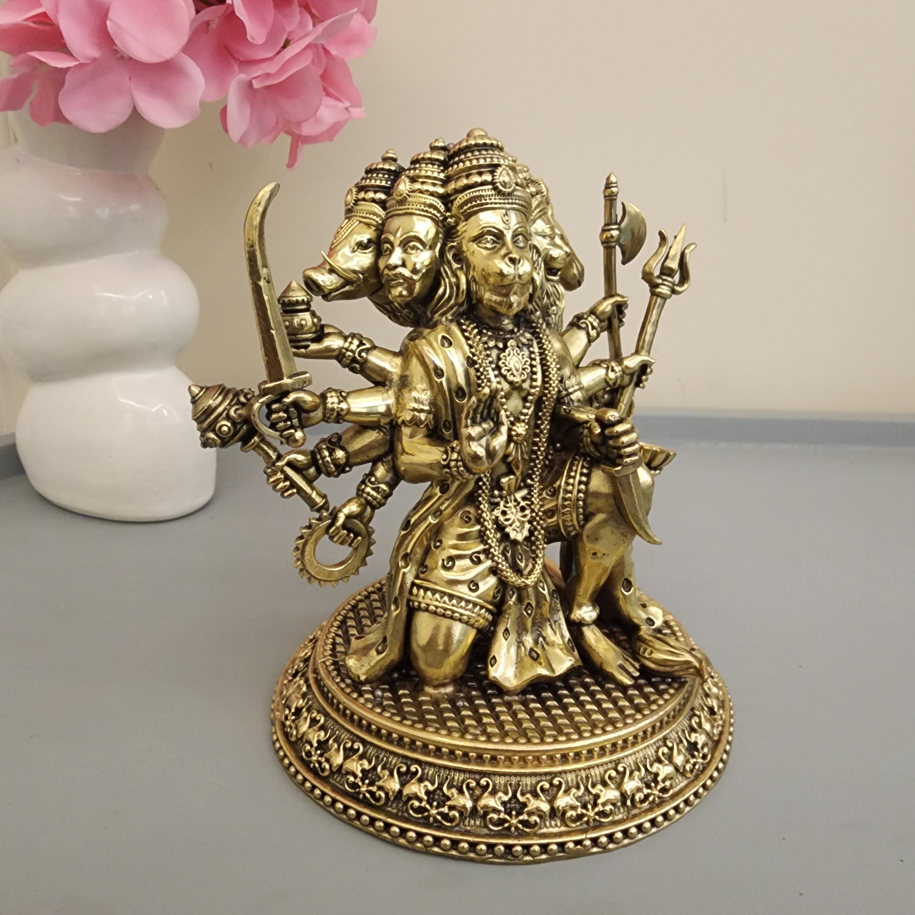 Premium Brass Panchmukhi Hanuman Statue 3 inch / 4.5 inch / 7 inch / (140 gram)