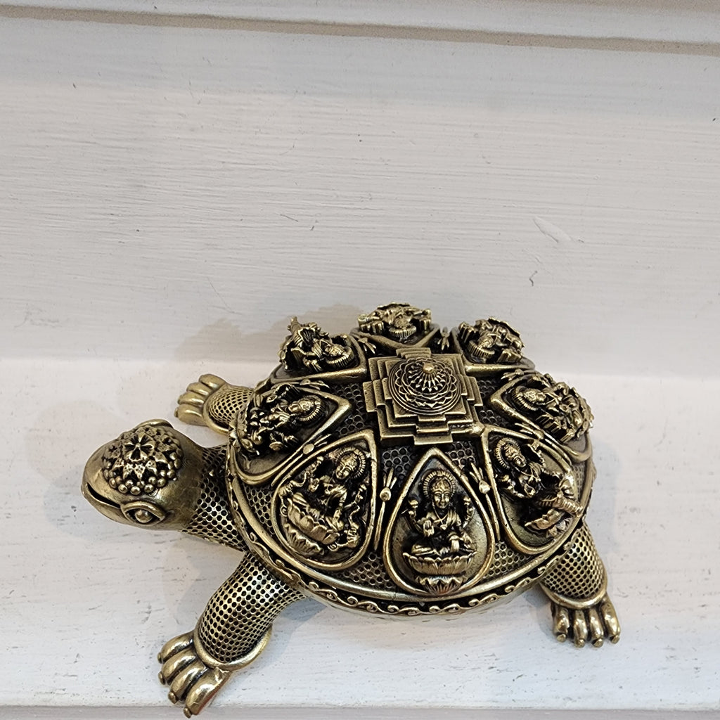 PREMIUM BRASS TURTLE WITH ASHTA LAKSHMI STATUE 