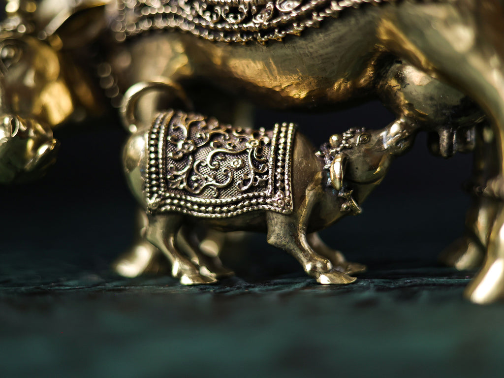 BIG Kamdhenu Statue with eight laxmi Premium Brass