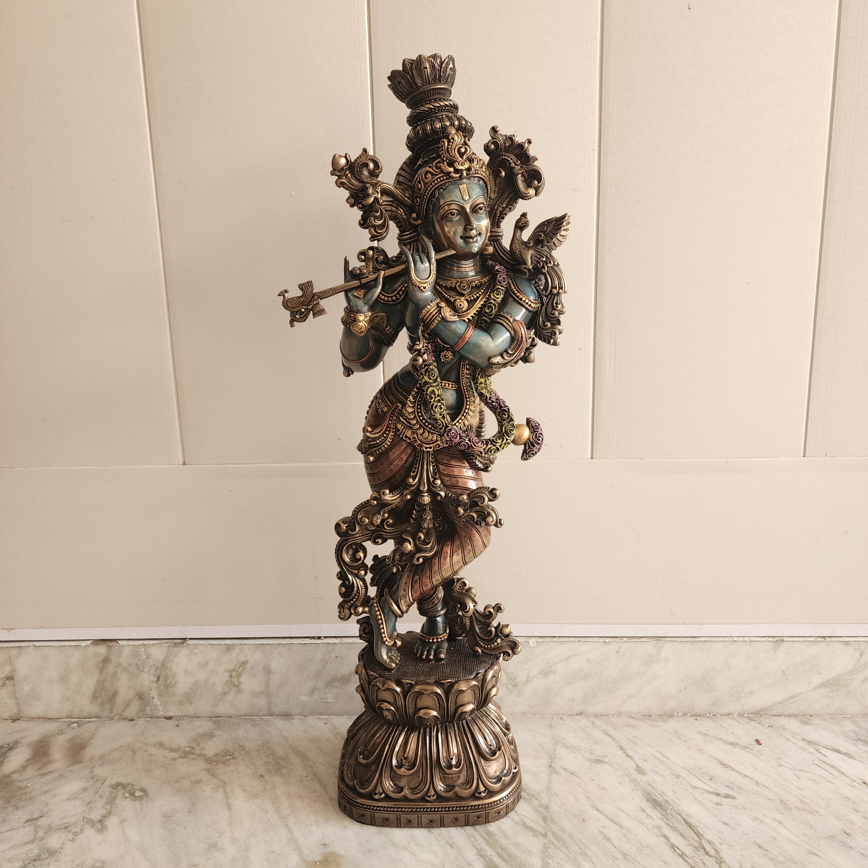 Krishna Statue resin with bronze finished