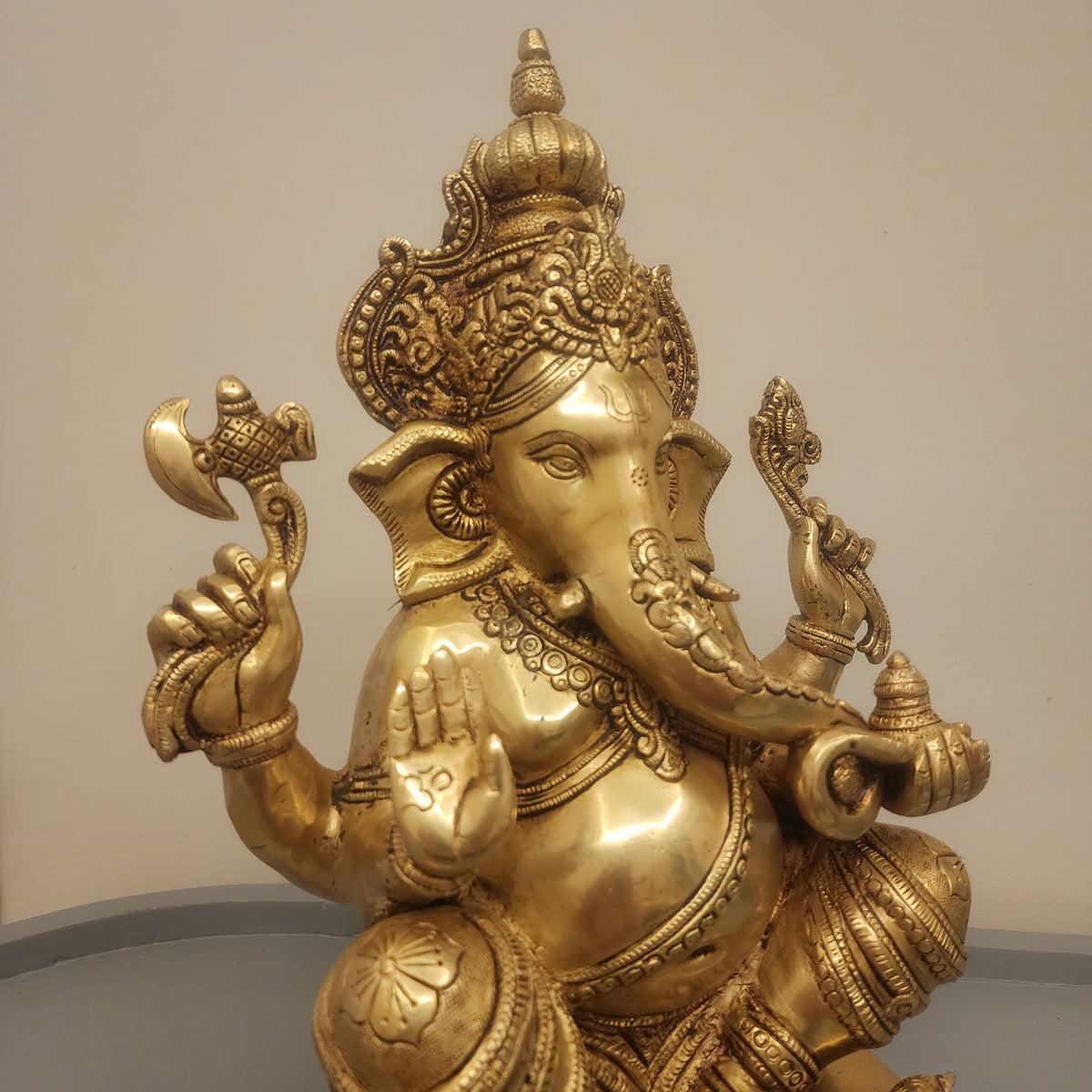 Large Brass Ganesha Statue: 16" Hindu God Idol for Altar