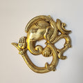 8.5 inch Brass Ganesh Wall Hanging with om: Auspicious Home Decor