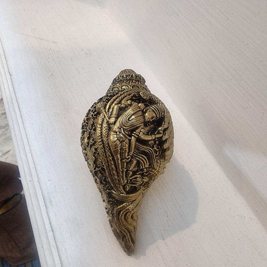 Brass Narayan Shankh I Conch Shell 4 inch | 120 grams