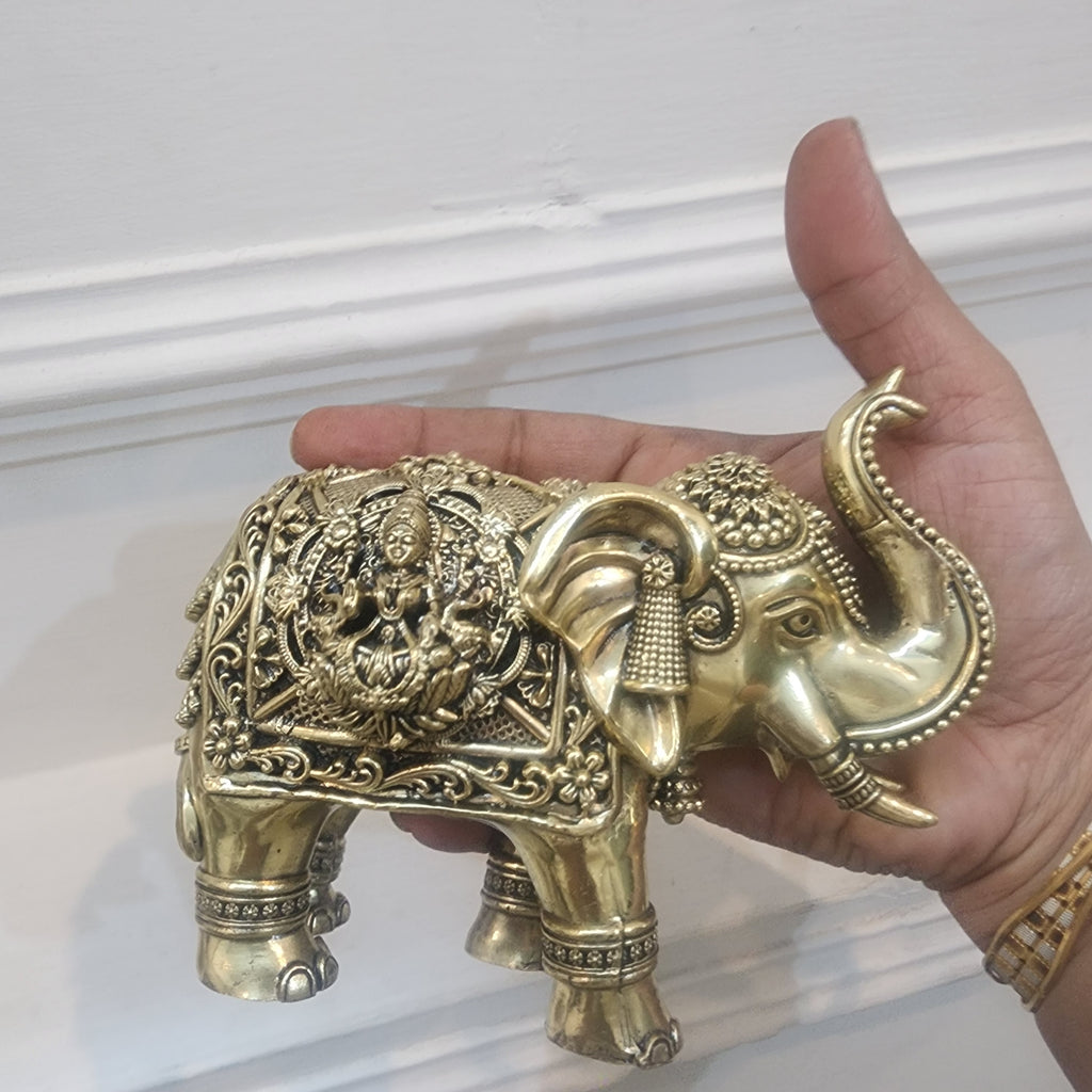 Elephant statue with trunk up laxmi ganesh