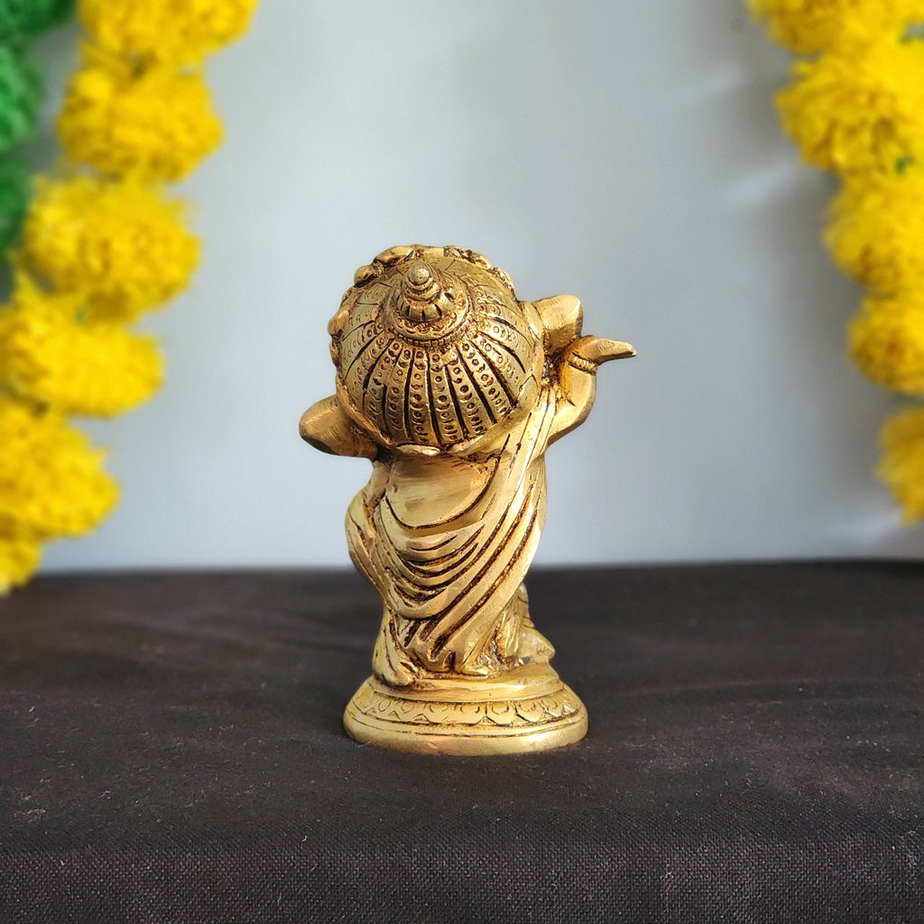 Brass Dancing Ganesh Statue 6 Inch