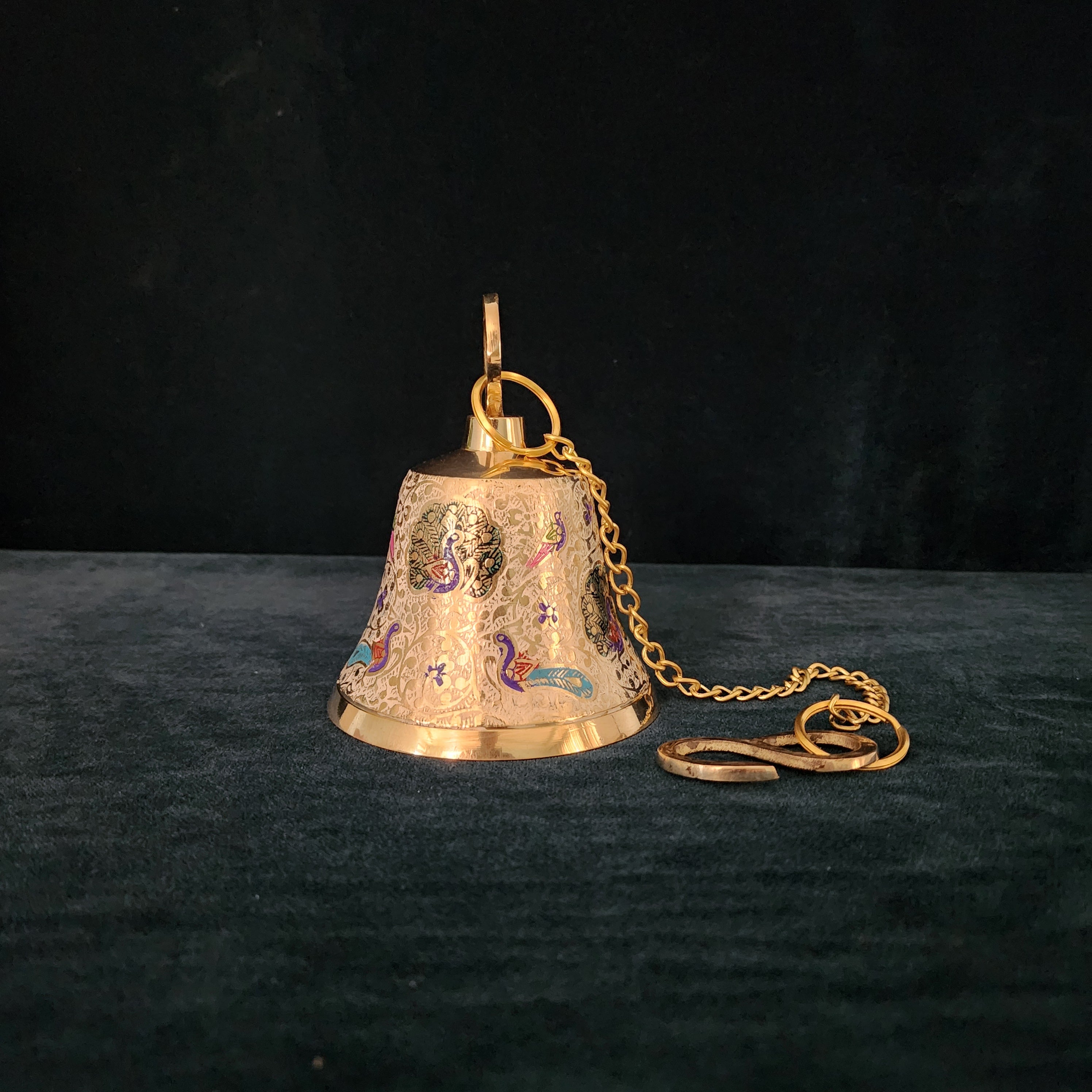 5 inch Brass white Meenakari Hanging bell