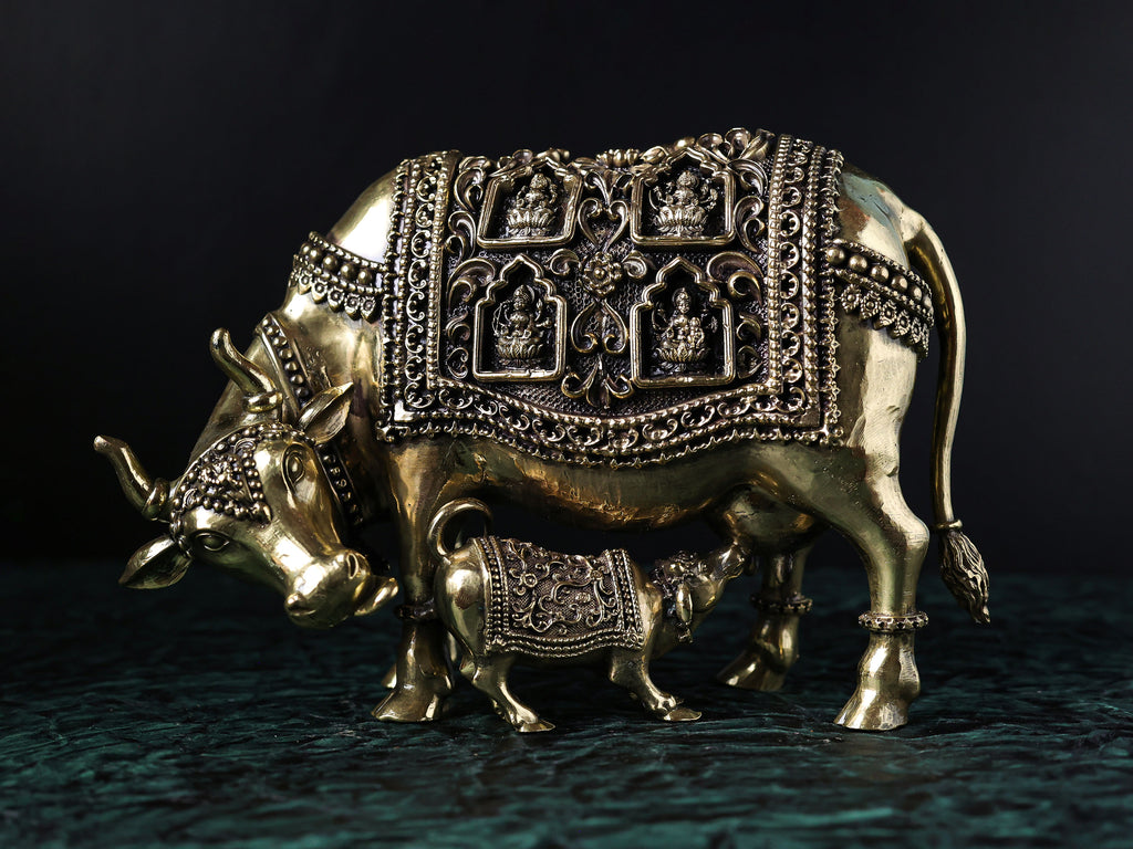 BIG Kamdhenu Statue with eight laxmi Premium Brass