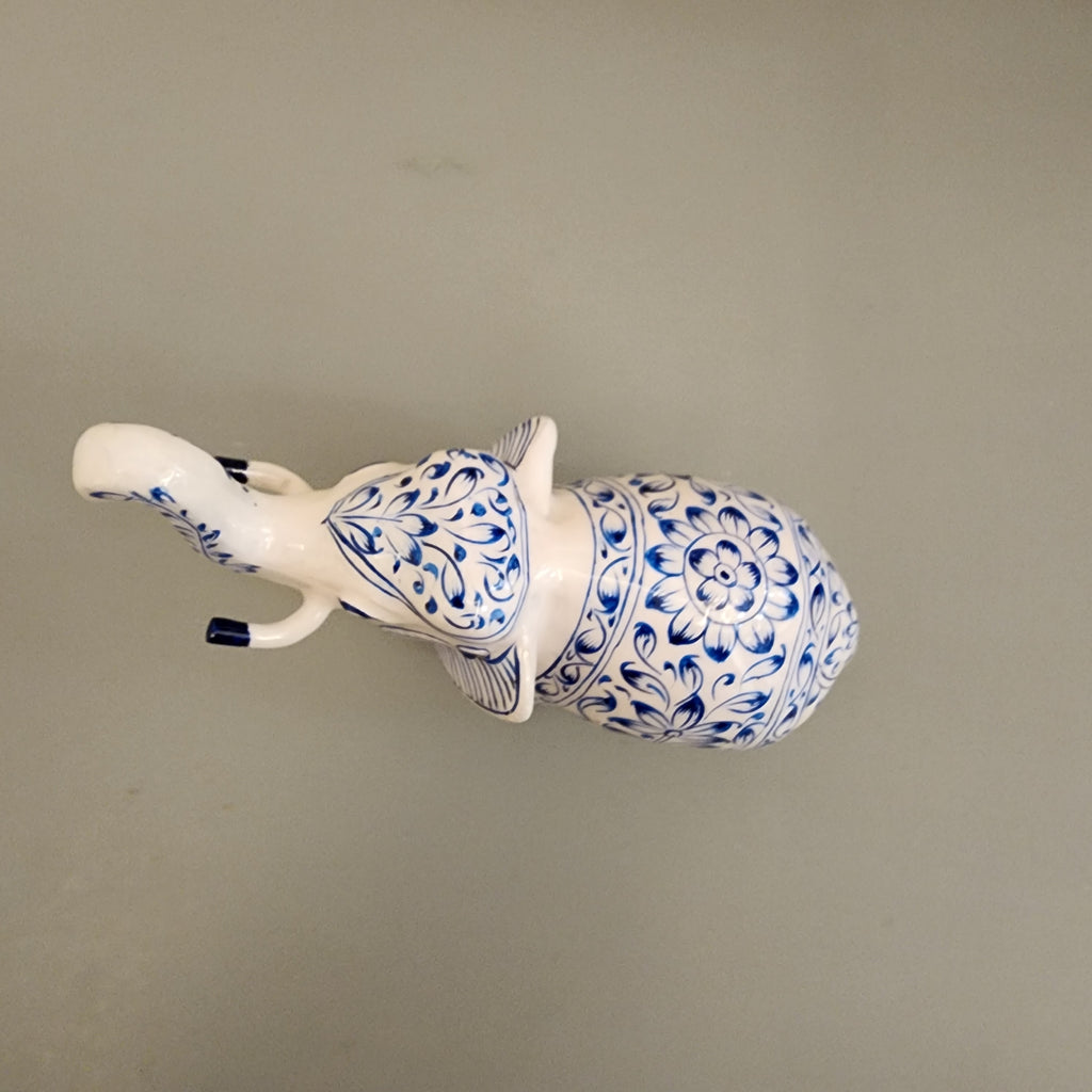 Elephant statue with trunk up metal with hand-painted enamel work