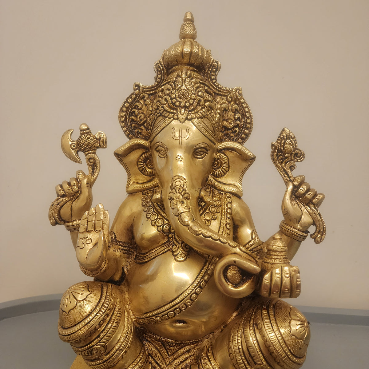 Large Brass Ganesha Statue: 16" Hindu God Idol for Altar