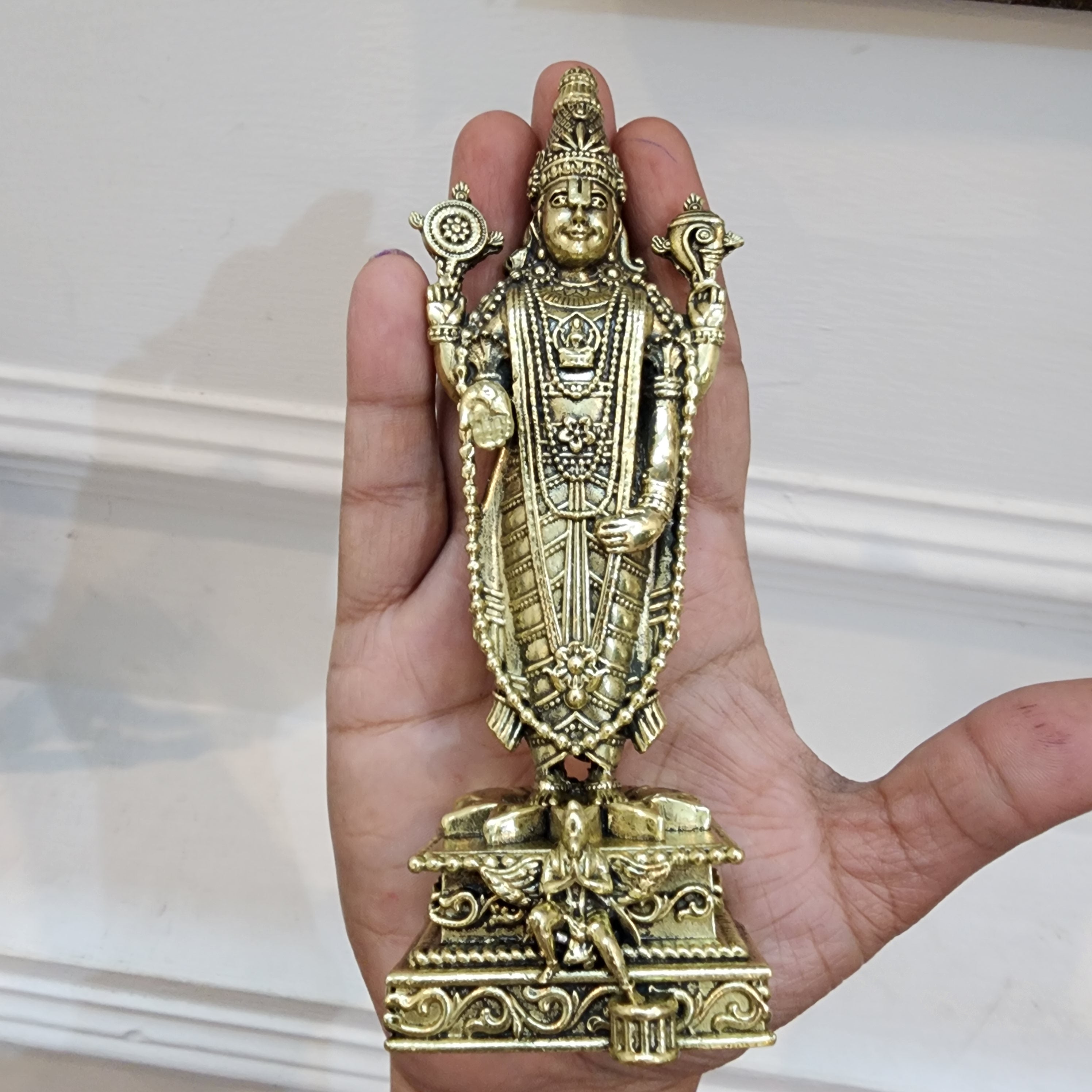 6 inch Tirupati Balaji Venkateshwara statue in premium brass