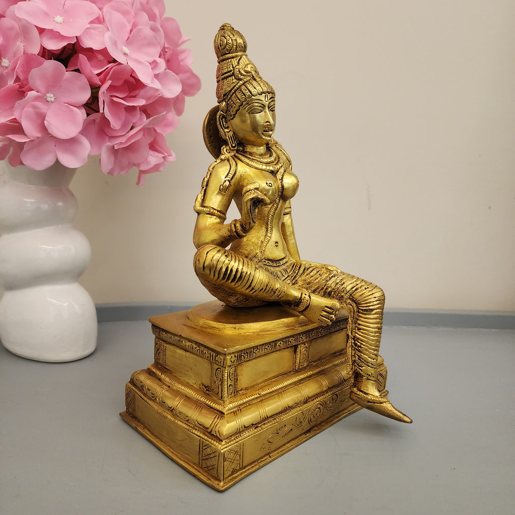 Goddess Parvati Brass Statue 10.5 Inch