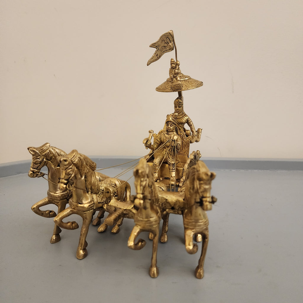 8.5 inch Arjun rath / Mahabharata Chariot with krishna or Hanuman Ji