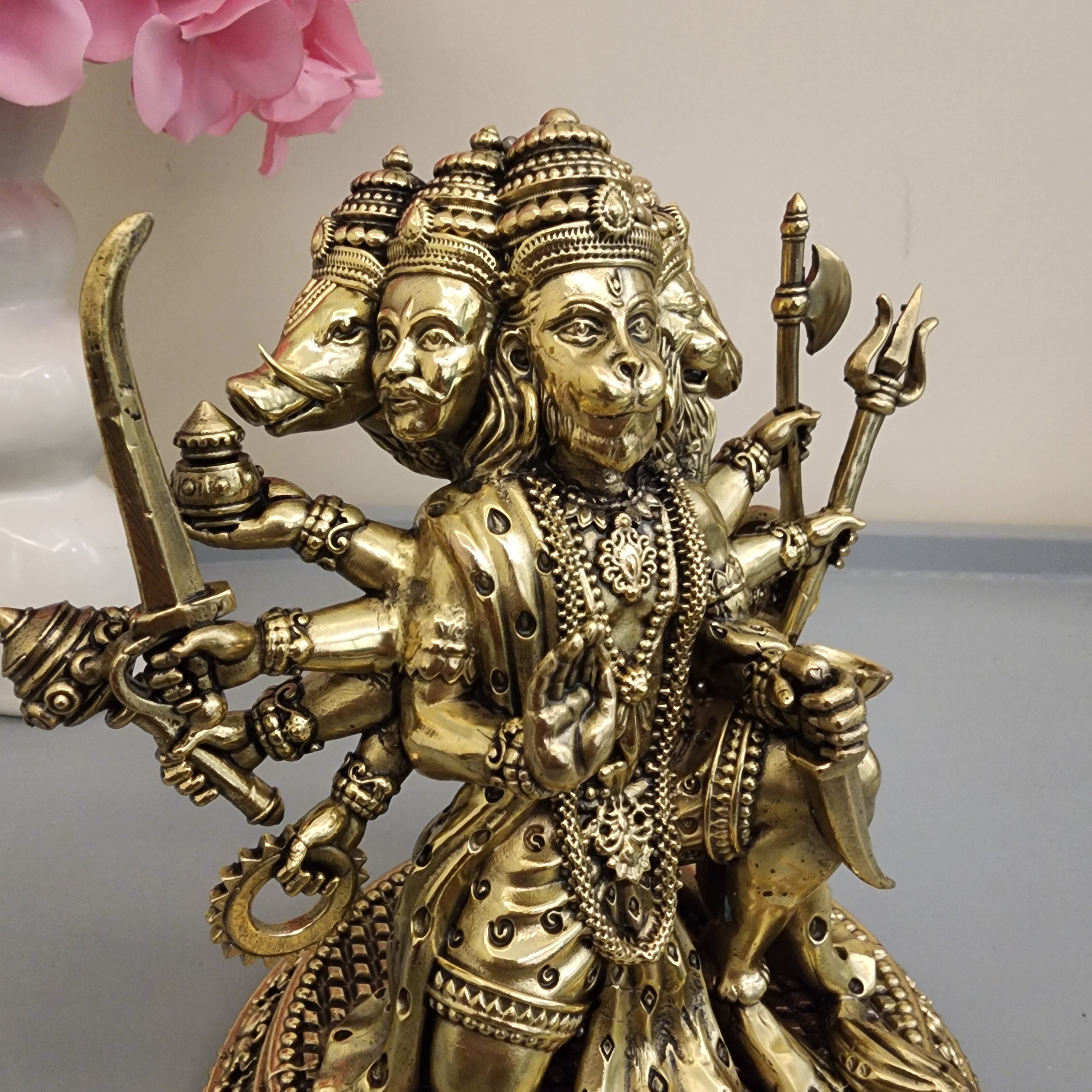 Premium Brass Panchmukhi Hanuman Statue 3 inch / 4.5 inch / 7 inch / (140 gram)