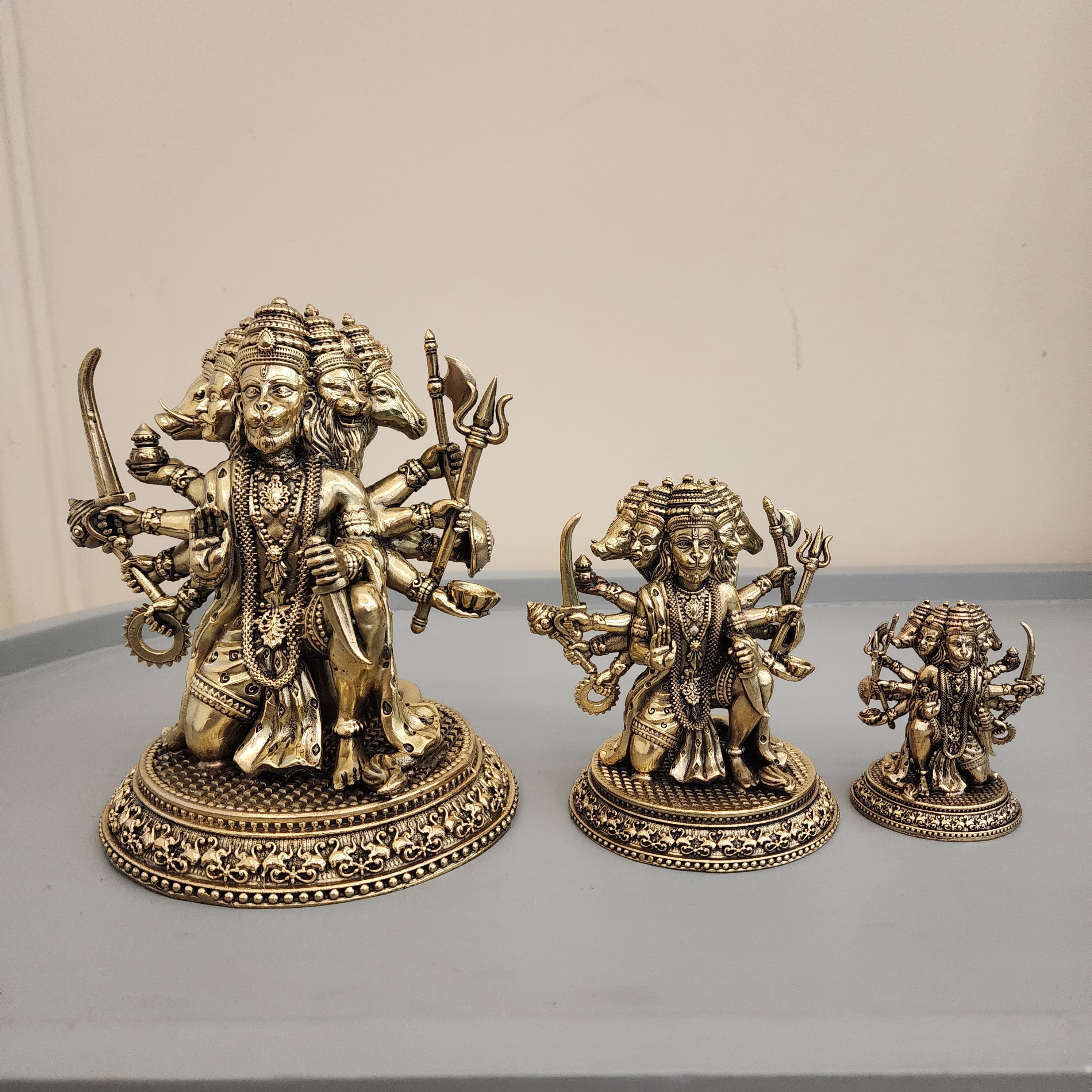 Premium Brass Panchmukhi Hanuman Statue 3 inch / 4.5 inch / 7 inch / (140 gram)