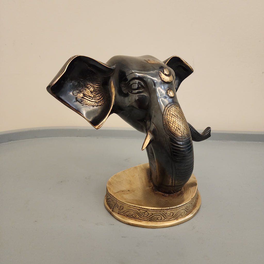 Abstract Ganesha Statue: Modern Brass Good Luck God Idol, 6 inch