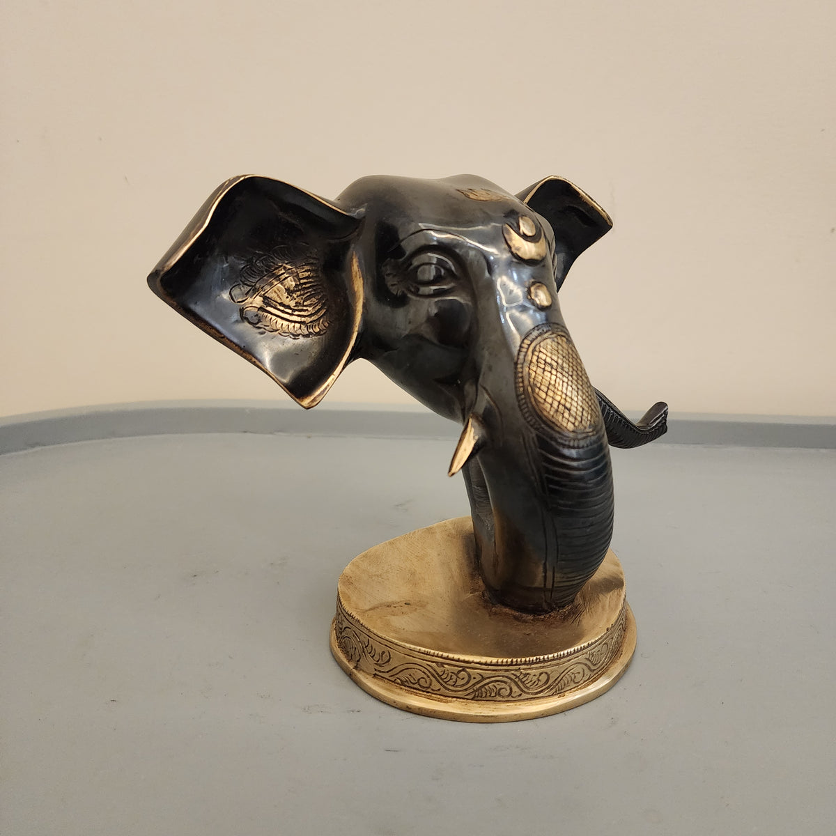 Abstract Ganesha Statue: Modern Brass Good Luck God Idol, 6 inch