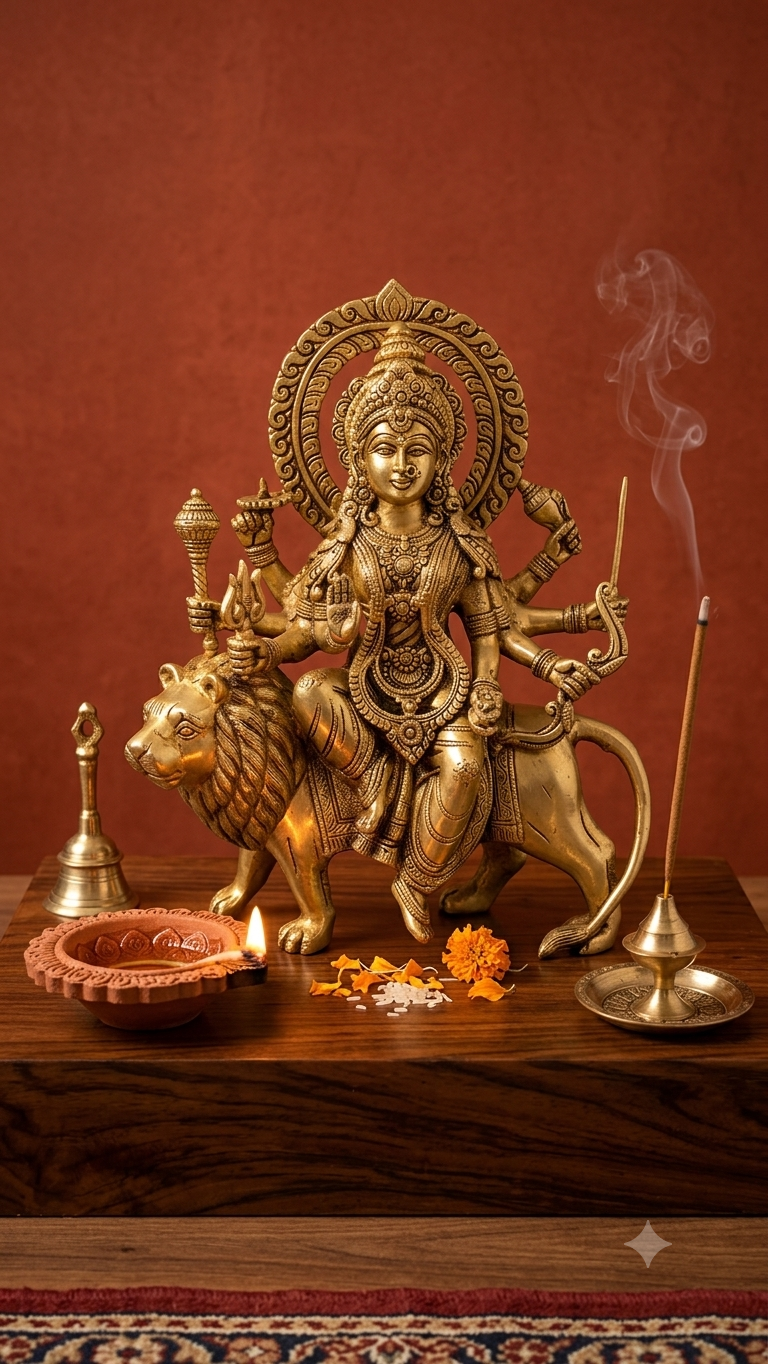 Big Durga Maa Statue Brass 38 cm Large Shera wali MATA Moorti
