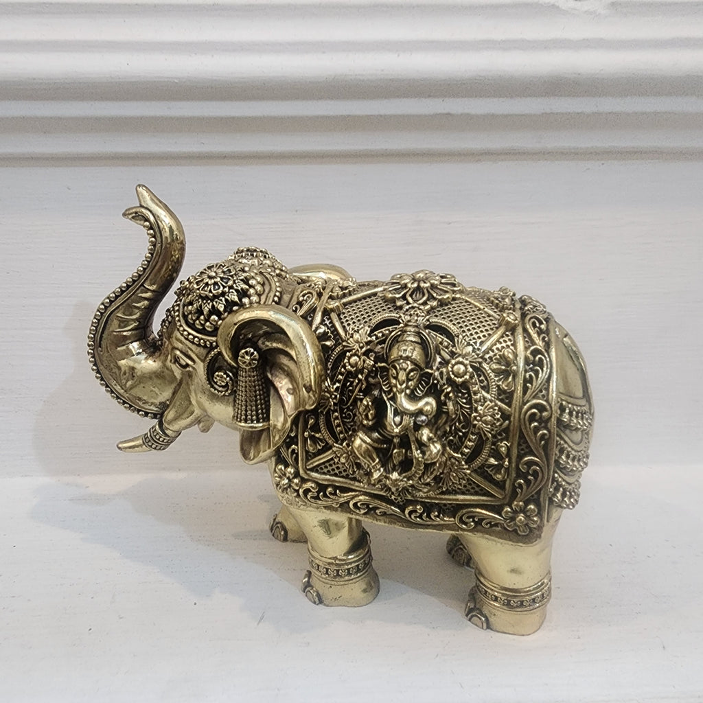 Elephant statue with trunk up laxmi ganesh