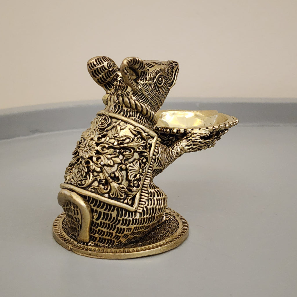 Premium Brass Mouse Diya | 3.5 Inch (180 Grams)