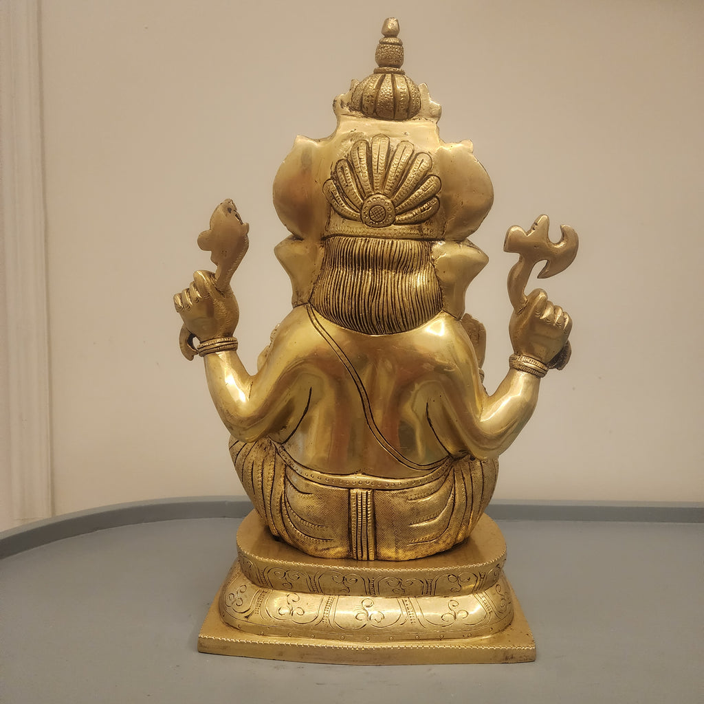 Large Brass Ganesha Statue: 16" Hindu God Idol for Altar