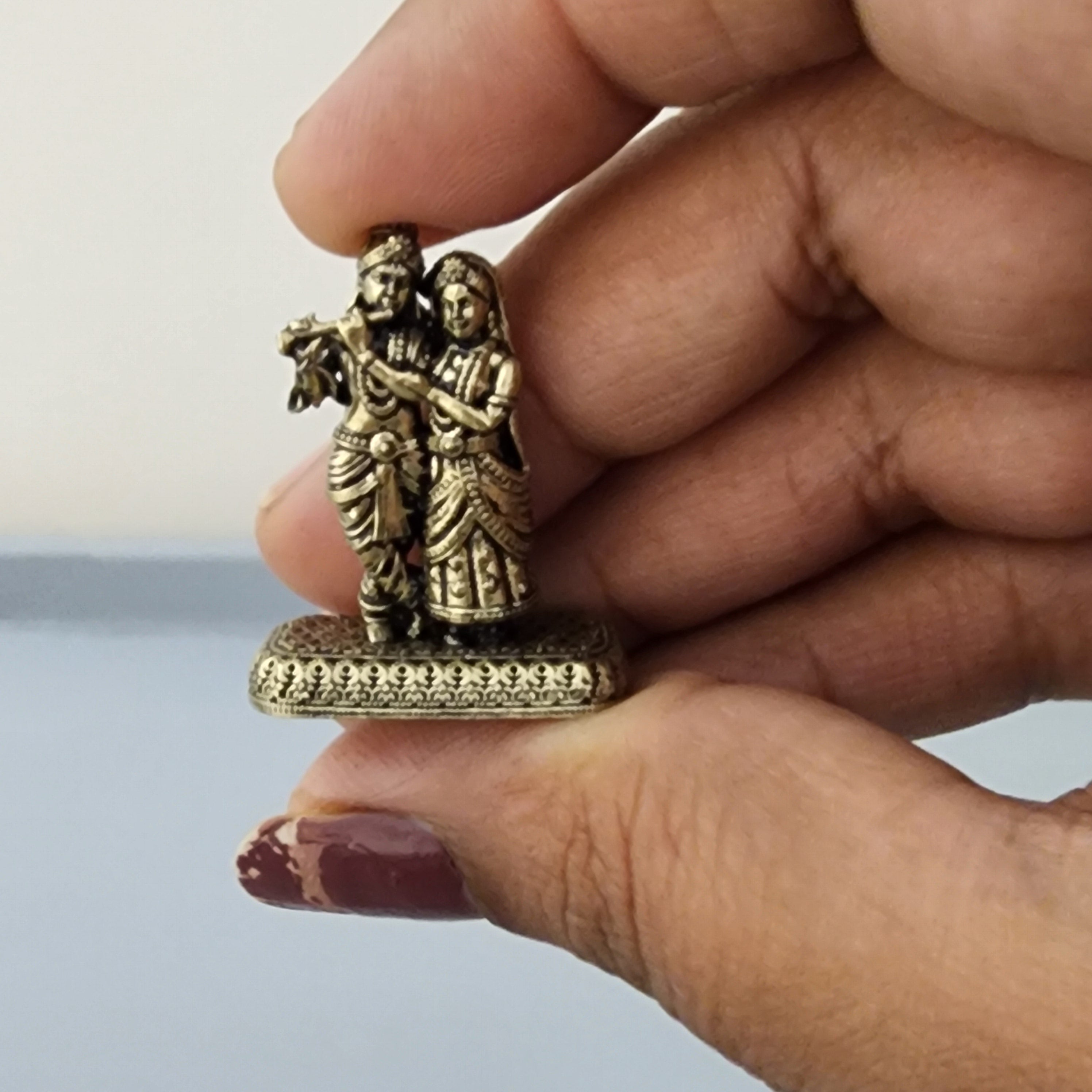 Miniature radha krishna idol