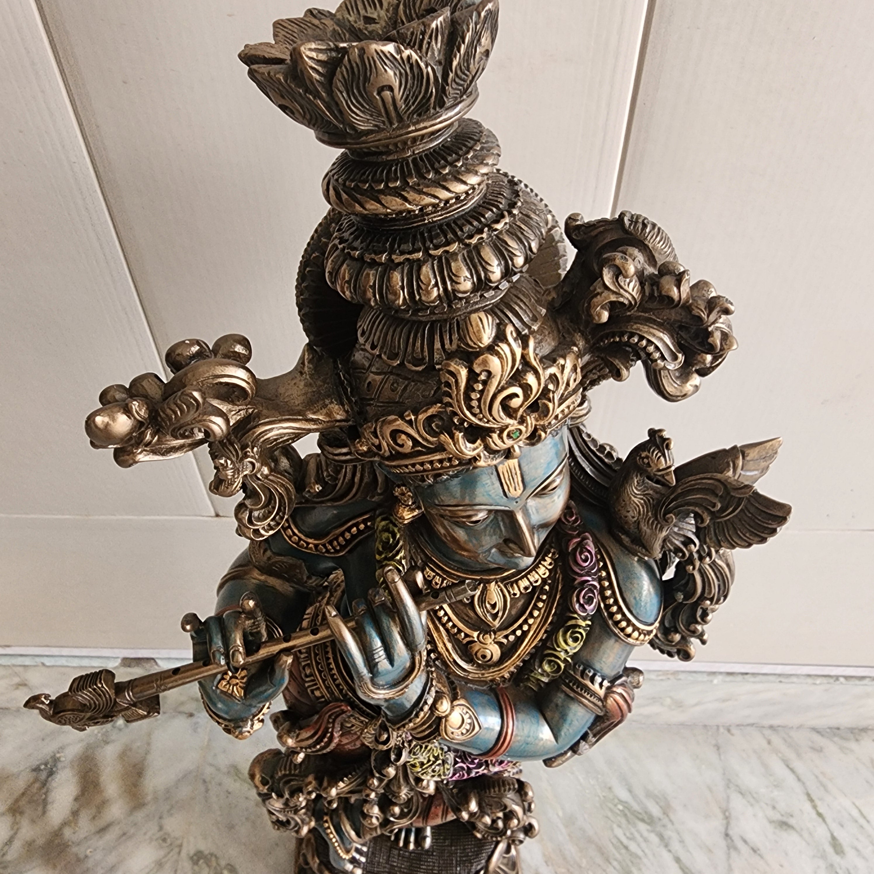Krishna Statue resin with bronze finished