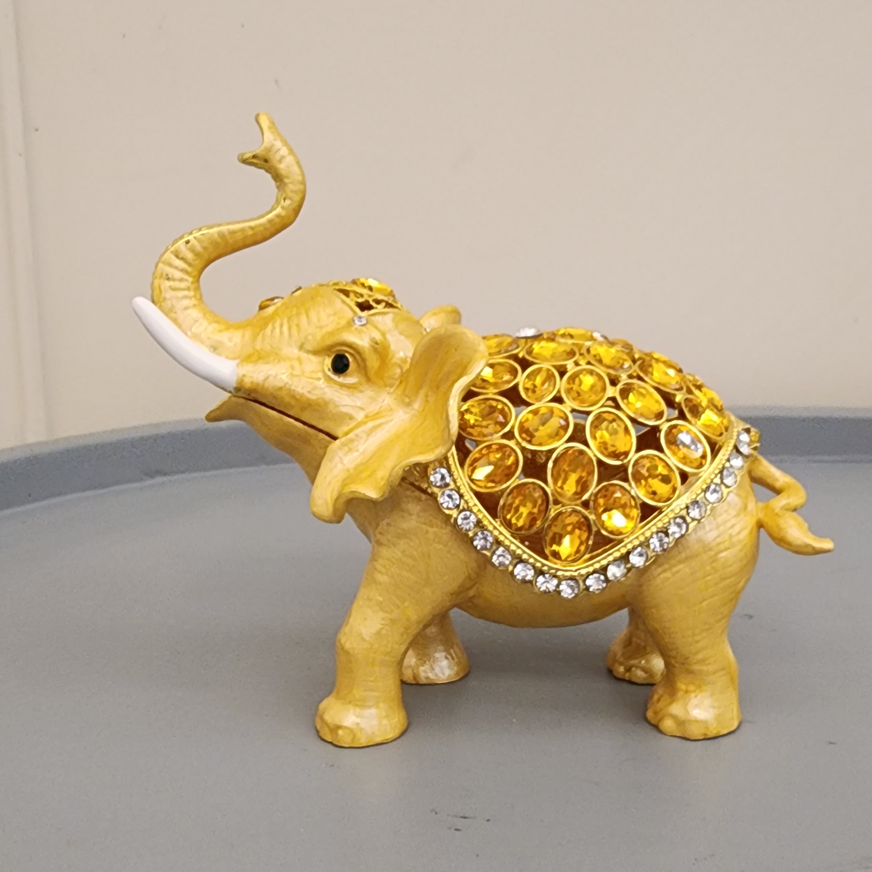 Bejeweled Elephant Trinket Box Set 5.5 Inch, Enamel Crystal