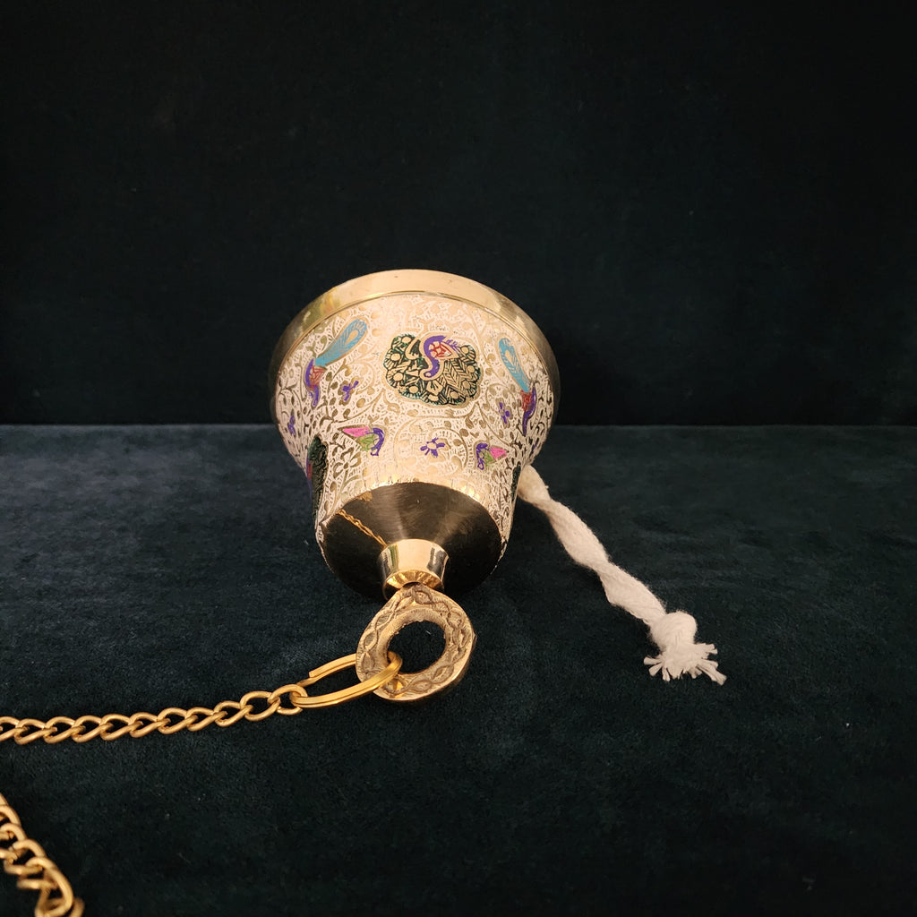 5 inch Brass white Meenakari Hanging bell