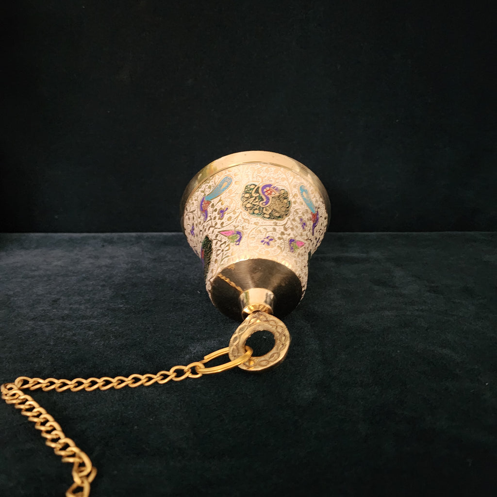 5 inch Brass white Meenakari Hanging bell