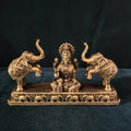 Brass Gajj Lakshmi Statue Hindu Goddess of Wealth 4.5 inch