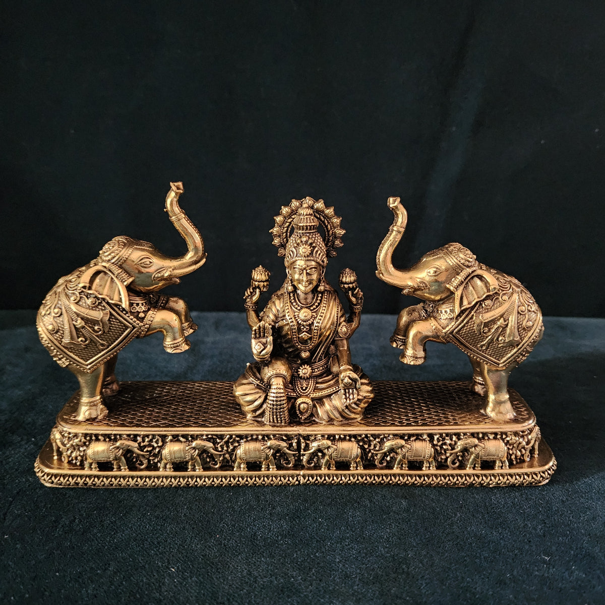 Brass Gajj Lakshmi Statue Hindu Goddess of Wealth 4.5 inch
