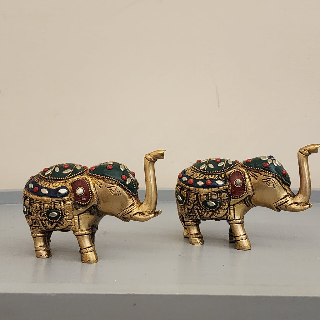 Elephant statue pair