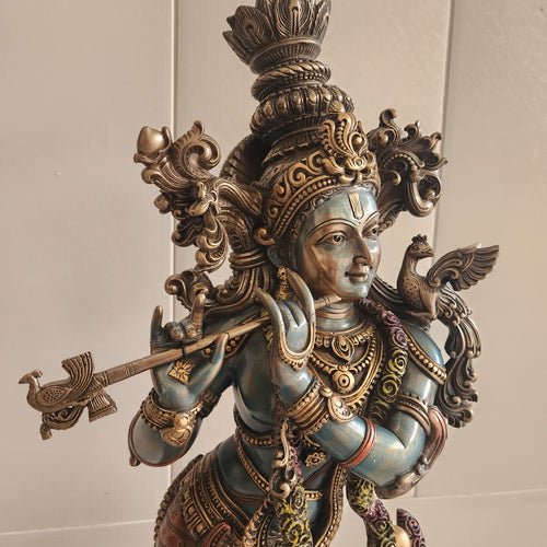Krishna Statue resin with bronze finished