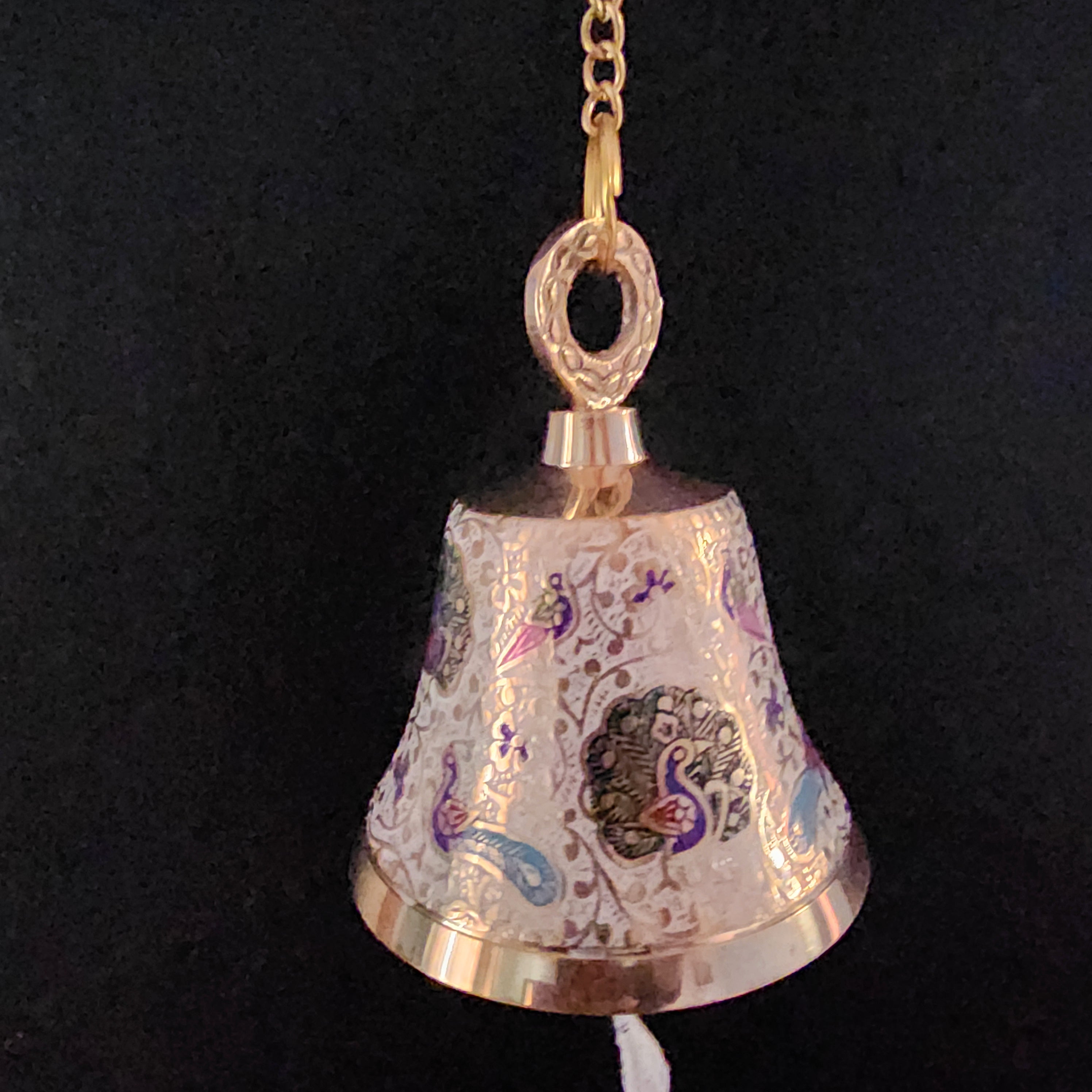 5 inch Brass white Meenakari Hanging bell