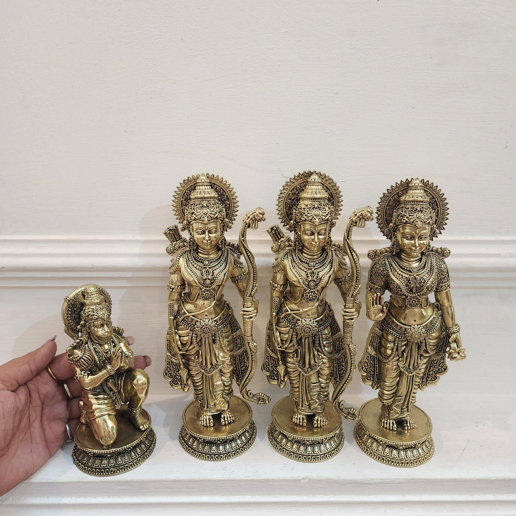9.5 inch Ram parivaar idol for your elegant home temple decor in premium brass